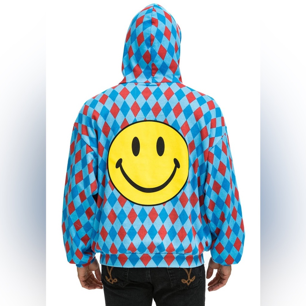 Aviator Nation Diamond Repeat Smiley Relaxed Hoodie